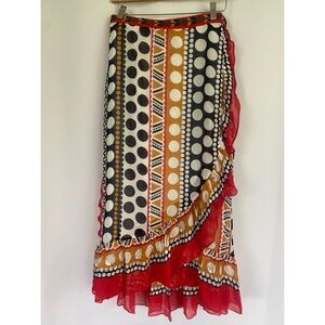 Verb by Pallavi Singhee “Rosario” Embroidered Wrap Midi Skirt size 8.